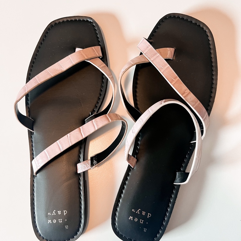 a new day Black and Purple Sandals Minimalist Design